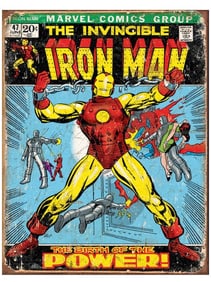 Marvel Comic Books Cover IRON MAN Throwback Metal Sign