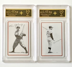 Rare Vintage Mickey Mantle & Lou Gehrig Signed Cards