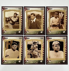 6 Rare BABE RUTH Gold Stamp Autographed Baseball Cards