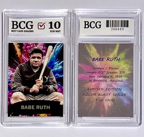 Limited Edition of 1000 BABE RUTH Color Blast Series Baseball Card