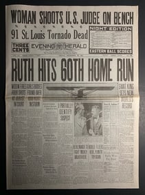 BABE RUTH Hits 60 th Home Run September 30 th 1927 Newspaper