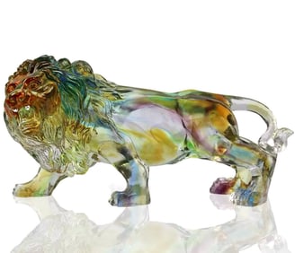 Awesome Daum style Multi Colored Iridescent French Crystal Roaring Lion