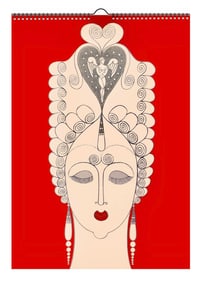 2025 ERTE 12 Page Calendar with Art Deco Illustrations