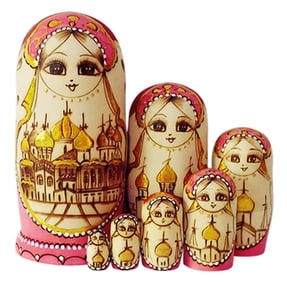 7pc Russian Made Hand Painted Matryoshka Nesting Dolls
