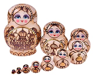 10pc Russian Made Hand Painted Matryoshka Nesting Dolls