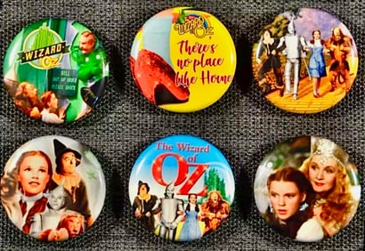 Lot of 6 Wizard of Oz Collectible Pinback Buttons