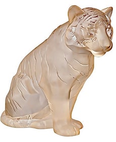 Awesome LALIQUE France Gold Luster Crystal Tiger New in Original Box