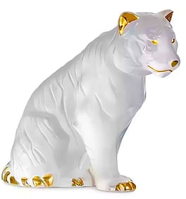 Extremely Rare LALIQUE Crystal 20K Gold Hand Painted Tiger New in Original Box