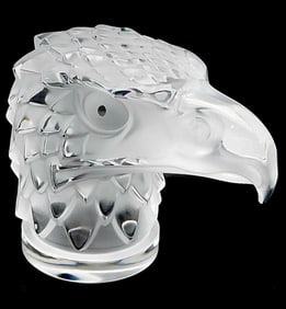 Awesome LALIQUE Frosted Crystal Art Deco Falcon Sculpture