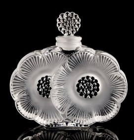 Stunning Lalique France Frosted Crystal Perfume Bottle