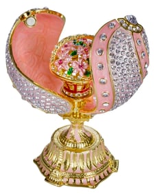 FABERGE St. Petersburgh Russia Enameled and Studded Egg