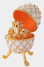 FABERGE Studded and Enameled Egg w/Carriage Inside