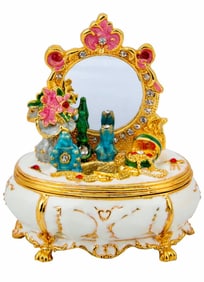 FABERGE Inspired Jeweled & Enameled VANITY Table Trinket Box
