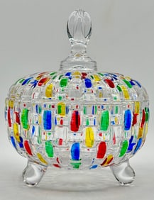 Stunning Colored Crystal Lidded Jewelry Vanity Box