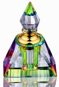 Stunning Iridescent Clear-Color Crystal Perfume Bottle