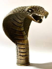 Extremely Cool Vintage Bronze/Brass King Cobra Snake Cane Handle