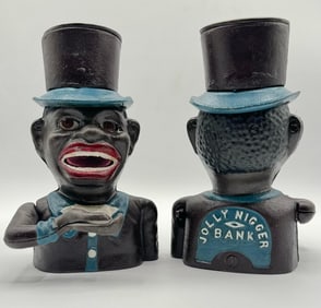 Dated 1896 Black Americana Cast Iron Mechanical Coin Bank