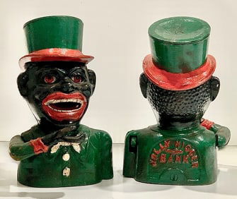 Working Black Americana Cast Iron Mechanical Coin Bank