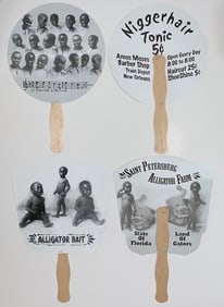 Lot of 2 Black Americana Advertising Fans
