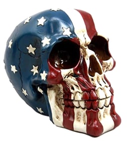 Awesome Patriotic US American Painted Flag Skull Statue