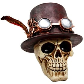 Steampunk Aristocrat Skull with Aviator Goggles