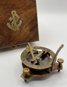 Ornate West London Gold tone Pocket Sundial Compass