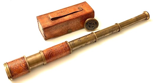 Awesome Leather Wrapped Marine Telescope w/Case