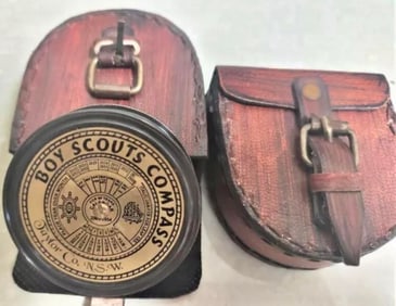 Awesome Boy Scouts Calendar and Compass with Leather Pouch