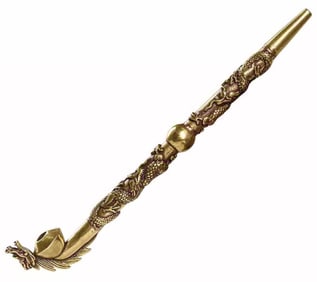 Vintage Gold tone Dragon 9 inch long Peace Smoking Pipe