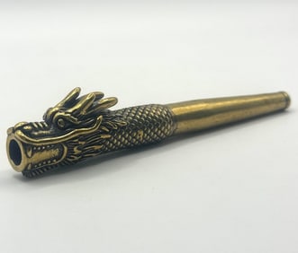Vintage Bronze tone Embossed Dragon Cigarette Holder