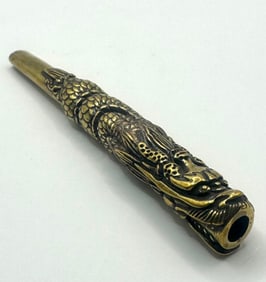 Vintage Bronze tone Embossed Dragon Cigarette Holder