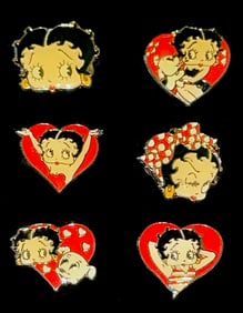 Lot of 6 Vintage New Old Stock BETTY BOOP Point of Sale Enameled Rings