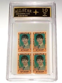 1964 The Beatles RINGO STARR Un-Cut Block of Stamps