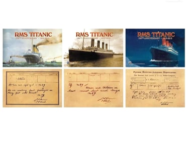 Lot of 3 Limited Edition TITANIC Jumbo Photographic Telegraph Cards