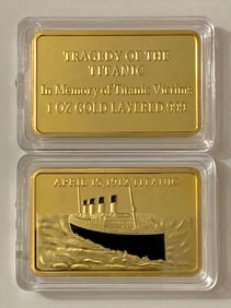 1oz Gold Layered Tragedy of the TITANIC Ingot Bar