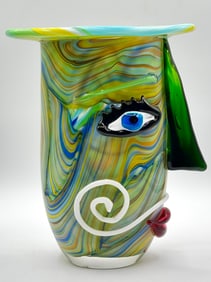 Stunning Picasso Inspired Handcrafted MURANO Art Glass Vase