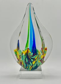 Gorgeous 9-10 inch MURANO Teardrop Sculpture on Base