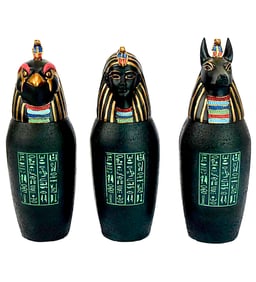 Awesome 3 Piece Egyptian Canopic Jars of the Pharaohs Tomb