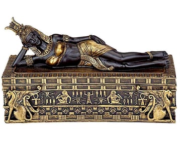 Ornate Cleopatra Trinket Jewelry Box with Hieroglyphics