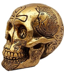Egyptian Gods and Kings Golden Nefertiti King TUT Ankh Skull Figurine