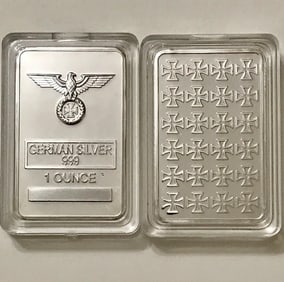 1oz German Silver Iron Cross Bullion Bar