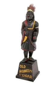 13 Inch Cast Iron Native Indian Old Honesty 5 Cents Coin Bank