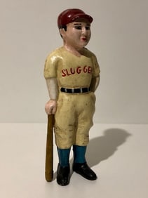 Vintage Cast Iron Baseball Player Babe Ruth Coin Bank