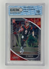Gem Mint 10 Panini Absolute JOE BURROW Rookie Football Card