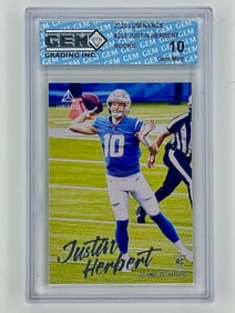 Gem Mint 10 JUSTIN HEREBERT Rookie Football Card