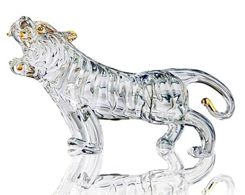 22kt Gold Enameled Hand Painted Austrian Crystal Bengal Tiger
