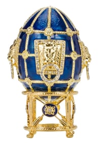 FABERGE Inspired St. Petersburgh Russia Enameled and Studded Egg