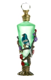 Gorgeous Enameled and Studded Art Glass Perfume Bottle