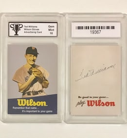 TED WILLIAMS Wilson Gloves Advertising Baseball Card