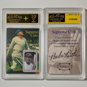 BABE RUTH Cut Signature Sample Baseball Card